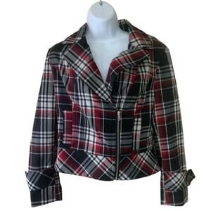 Luciano Dante Blazer Jacket Womens 6 Long Sleeve Half Zip Collared Tartan Plaid
